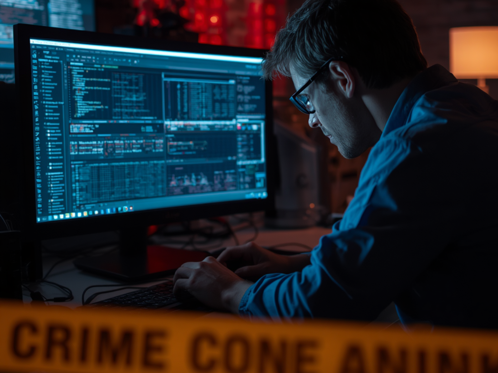 Digital forensics analyst examining incident timeline and log data